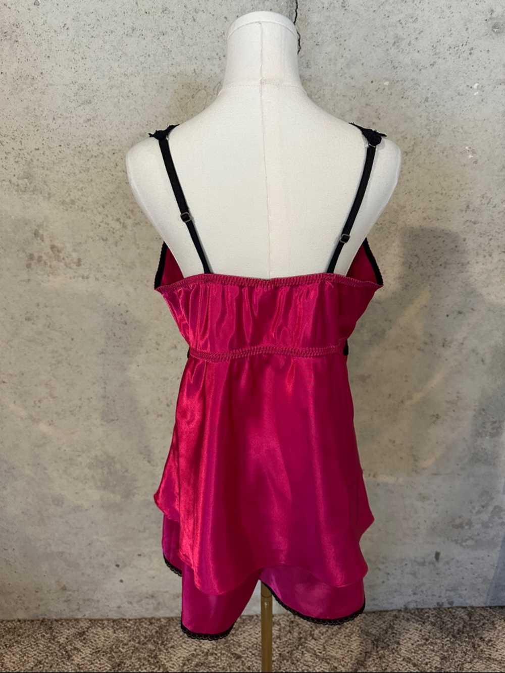 Y2K Satin Lace Lingerie Set Cami & Shorts Romantic Coquette Size XL - Picture 5 of 7
